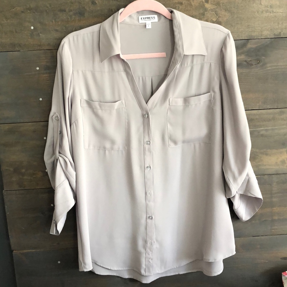 Express soft gray Portofino button down shirt